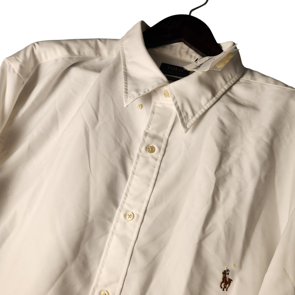 Polo Ralph Lauren Button Down Mens 3XLT White Performance Long Sleeve Shirt
